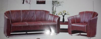 MOBILIER DE MAISON - SALON SIMILI CUIR 5 PLACES MARRON SB-02