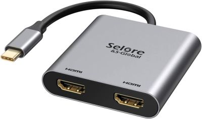 ADAPTATEUR USB C VERS DUAL HDMI 2 EN 1 4K @60Hz Type C Thunderbolt 3 vers HDMI Convertisseur pour MacBook Pro 2020/2019/2018, MacBook Air, Chromebook Pixel, LenovoYoga 920/Thinkpad T480, Dell XPS 13/15