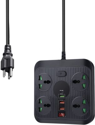 MULTIPRISE UNIVERSELLE 8 en 1 AVEC 1 PORT USB-C PORTS USB A 