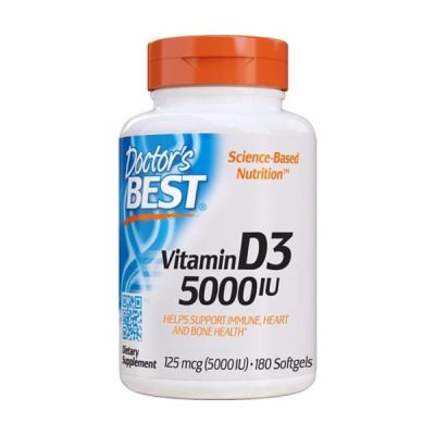 Vitamine D3 5 000 UI pour la santé des os, des dents, du cœur et du système immunitaire | Doctor's Best | 180 unités