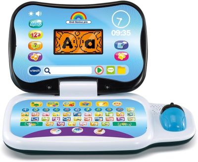 ENFANT | VTech - Ordi Genius Pro Noir, Ordinateur Portable Enfant avec Écran Rétroéclairé, Souris, 20 Jeux Évolutifs, Jouet Éducatif | 3 Ans à 7 Ans.