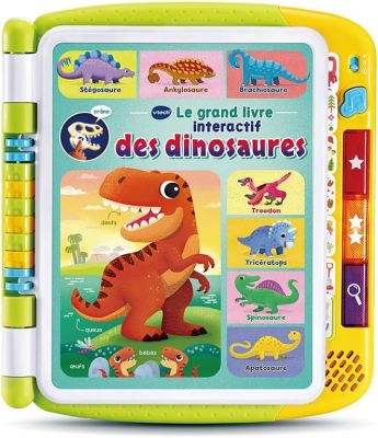 ENFANT | VTech - Le Grand Livre Interactif des Dinosaures, Imagier Sonore, Livre Tactile Enfant, Dinosaure Jouet Éducatif, 14 Pages Illustrées et Interactives, Contenu en Français | 3 - 7 ANS