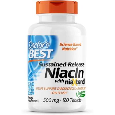 NIACIN | Doctor's Best Niacine avec niaxtend 500 mg | À libération prolongée | 120 comprimés