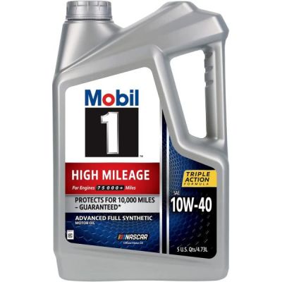 Mobil 1 High Mileage Huile moteur 100% synthétique 10W-40, 5 LITRES | 16.000 kms