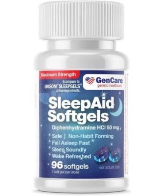 GenCare - Pilules d'aide au sommeil nocturne pour adultes | diphenhydramine 50 mg (96 gélules)