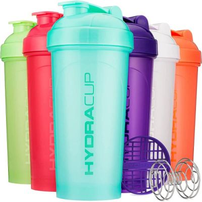 Shaker pour shakes et mélanges de protéines en poudre, 28 onces (900 ml) | Fouet métallique et grille de mélange | HYDRACUP