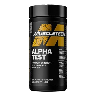 MuscleTech AlphaTest | Booster de testostérone pour hommes | Tribulus Terrestris & Boron Supplement, Max-Strength ATP, 120 pilules
