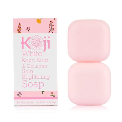 Savon éclaircissant pour la peau à l'acide kojique et au collagène Koji White 2,82 oz, 2 barres de peau éclatante naturelle