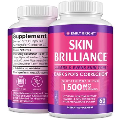 Glutathione 1500 mg| Pilules de blanchiment au glutathione|Mieux que la crème éclaircissante pour la peau - Dissolvant pour les taches sombres et les cicatrices d'acné, traitement de l'hyperpigmentation - Effet anti-âge et antioxydant puissant - 60 capsu