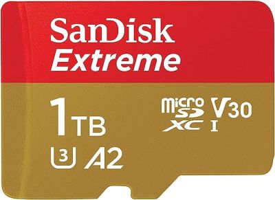 Carte Mémoire SanDisk Extreme microSDXC UHS-I 1 To avec adaptateur Jusqu'à 190 Mo/s, C10, U3, V30, 4K, 5K, A2, Carte Micro SD