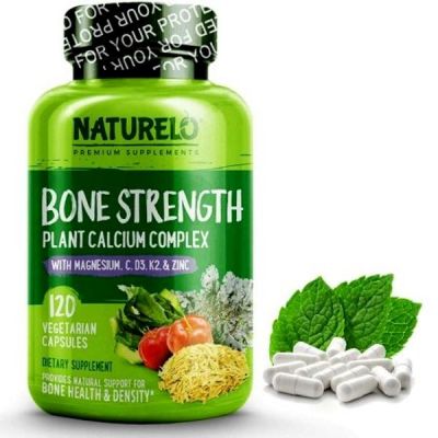 NATURELO Bone Strength|SANTE DES OS - Calcium, magnésium, potassium, vitamine D3, VIT C, K2 - 120 capsules