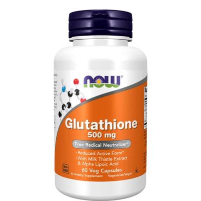 Glutathione 500 mg | NOW Supplements | Avec extrait de chardon-marie et acide alpha-lipoïque, 60 gélules