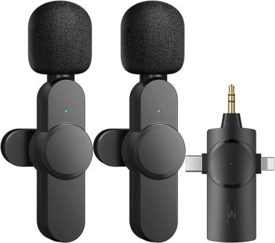 MICRO CRAVATE | Double microphone sans fil pour iPhone, Android, appareil photo, cravate sans fil 2,4 G avec puce de réduction du bruit intégrée 7 heures de temps de travail pour créateur à deux personnes