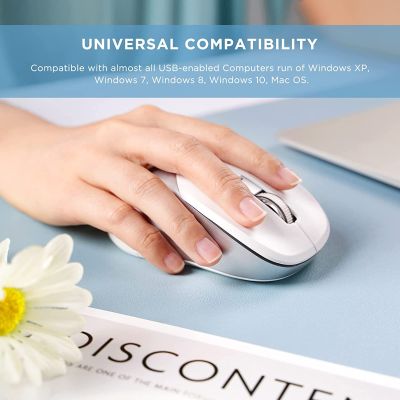 Souris Sans-fil USB pour Ordinateur Portable avec Mode Jiggle | Blanc et Argent