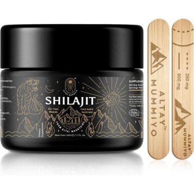 Shilajit | Résine de Shilajit avec acide fulvique et oligo-éléments, gel de supplément de Shilajit pur de Sibérie original avec 85+ acides humiques, soutient le métabolisme et le système immunitaire - 100 portions / 50 g