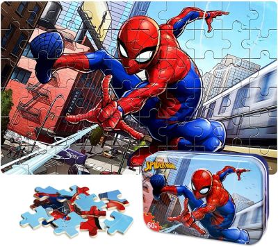 Puzzles Disney Marvel Spiderman 60 pièces pour enfants de 4 à 8 ans, puzzles éducatifs d'apprentissage pour filles et garçons