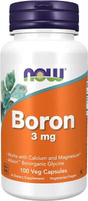 BORON 3mg NOW FOODS 100 Capsules végétaliennes, Testé en Laboratoire, Sans Gluten, Sans Soja, Végétarien
