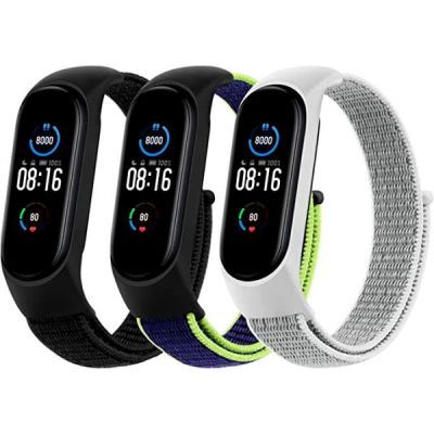 Bracelets en Nylon pour Xiaomi Mi Band 5/ Mi Band 6, Lot de 3 Bracelets