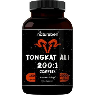 Tongkat Ali 200:1 avec Panax Ginseng pour plus d'Energie, Libido et Testosterone booster | 2000 mg | 150 comprimés