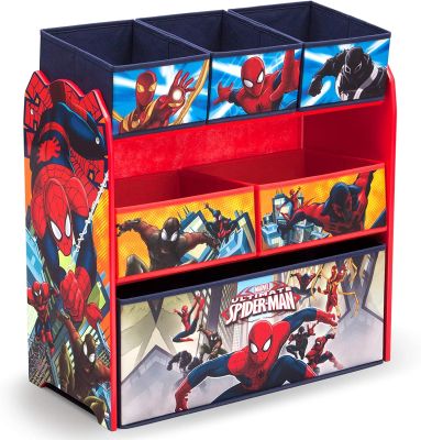 Children's Toy Storage Unit 03 Years+ MARVEL SPIDER MAN | 6 Toy Storage Bins | Delta Children Design