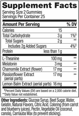 OLLY Sleep Gummy | Aide au sommeil | 3 mg de melatonine | L-théanine | Camomille | Mélisse | 50 unités