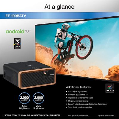 VIDÉO-Projecteur laser Epson EF-100 Smart Streaming avec Android TV - Noir | BLUETOOTH