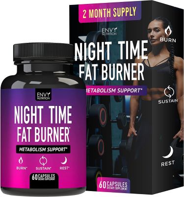 Night Time Fat Burner Pilules brûleur de graisse nocture pour femmes | Pilules amaigrissantes, 60 capsules