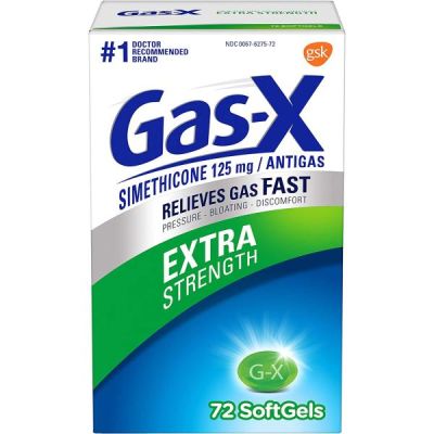 Gas-X Extra Strength Gélules de soulagement des gaz intestinaux et ballonnements avec siméthicone 125 mg - 72 softgels