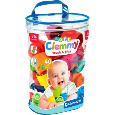 JOUET ENFANT|CLEMMY BRIQUES BABY SAC SOUPLE 40 PIECES| 6M+