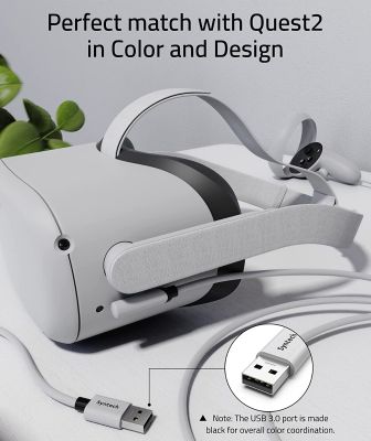 Câble de liaison Syntech 5 mètres compatible avec les accessoires Meta/Oculus Quest 2 et PC/Steam VR, transfert de données PC haute vitesse, câble USB 3.0 vers USB C pour casque VR