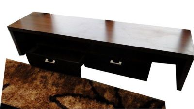 TABLE TELE AVEC 2 TIROIRS MARRON