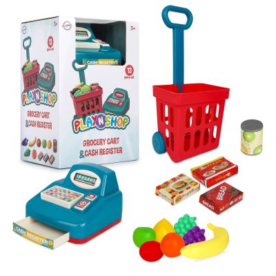 JOUET ENFANT|CAISSE ENREGISTREUSE AVEC PANIER GARNI 3ANS+