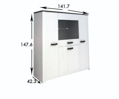 MOBILIER DE MAISON - BAHUT 3 PORTES, 1 PORTE VITREE 147,6 x 141,7 x 42,3 cm REF 19460