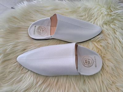 BABOUCHE HOMME 100% CUIR PREMIUM BLANC | IDÉE CADEAU