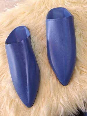 BABOUCHE HOMME 100% CUIR PREMIUM BLEU | IDÉE CADEAU