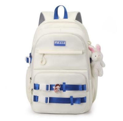 SCOLAIRE | SAC A DOS BLEU BLANC + PORTE CLE