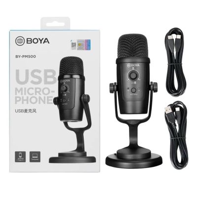 MICROPHONE BOYA BY-PM500 | Microphone à condensateur USB BY-PM500 avec support de bureau pour streaming, podcast, YouTube Windows Mac PC et Smartphone USB-C