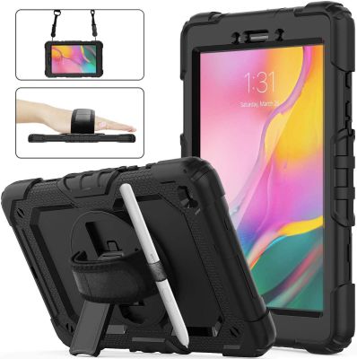 COQUE DE PROTECTION | Étui Galaxy Tab A 8.0 2019 avec protecteur d'écran, étui SM-T290/T295, Herize Housse de protection robuste et résistante aux chocs avec porte-crayon/ dragonne/ bandoulière pour Samsung Tab A 8,0 pouces