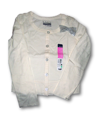 CARDIGAN BLANC AVEC NOEUD FILLE DISPONIBLE DE 2 à 7ANS