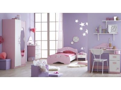 MOBILIER DE MAISON - CHAMBRE ENFANT- CHAMBRE A COUCHER ENFANTS ARMOIRE, LIT 90 X 190 CM , COIFFEUSE 2 + 1 TIROIRS + 1 MIROIR ,CHEVET, SOMMIER CADRE A LATTES REF 1996