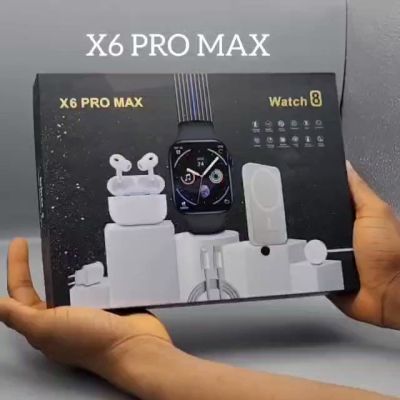 MONTRE INTELLIGENTE X6 PRO MAX | 8 en 1 (Montre 48mm, écouteurs sans fil, chargeur sans fil, powerbank 3000mah, Chargeur téléphone