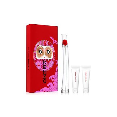 COFFRET |FLOWER BY KENZO - L'Eau de Parfum vapo.100ml - Le Lait pour le Corps 75ml - Le Gel Douche 75ml