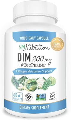 COMPLÉMENT ALIMENTAIRE DIM 200 mg | DIM EXTRA-PUISSANT (Diindolylméthane) + 5 mg DE BIOPRINE FOURNIT UN ÉQUILIBRE EN ŒSTROGÈNES| UN SOULAGEMENT DE LA MÉNOPAUSE HORMONALE