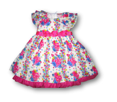 ROBE FLEURETTE ROSE BLEUE 2 ANS