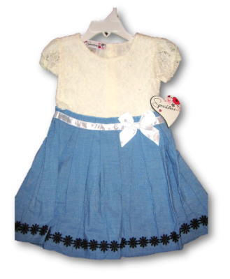 ROBE DENTELLE BLEU BLANC