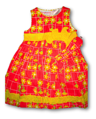 ROBE FLEURETTE ROUGE JAUNE DE 18 MOIS A 10 ANS
