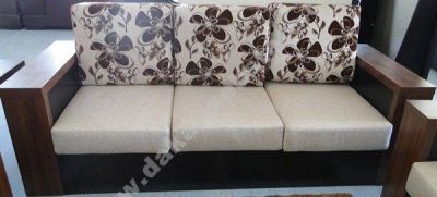 MOBILIER DE MAISON - SALON TISSU FLEUR MARRON BEIGE 7 PLACES 