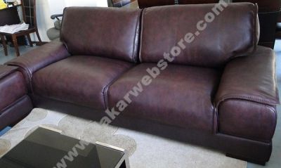 MOBILIER DE MAISON - SALON EN CUIR MARRON 7 PLACES