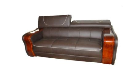 MOBILIER DE MAISON - SALON EN CUIR MARRON FONCE 7 PLACES