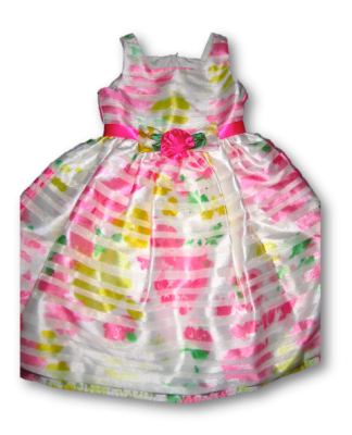 ROBE MULTICOLORE JAUNE VERT ROSE